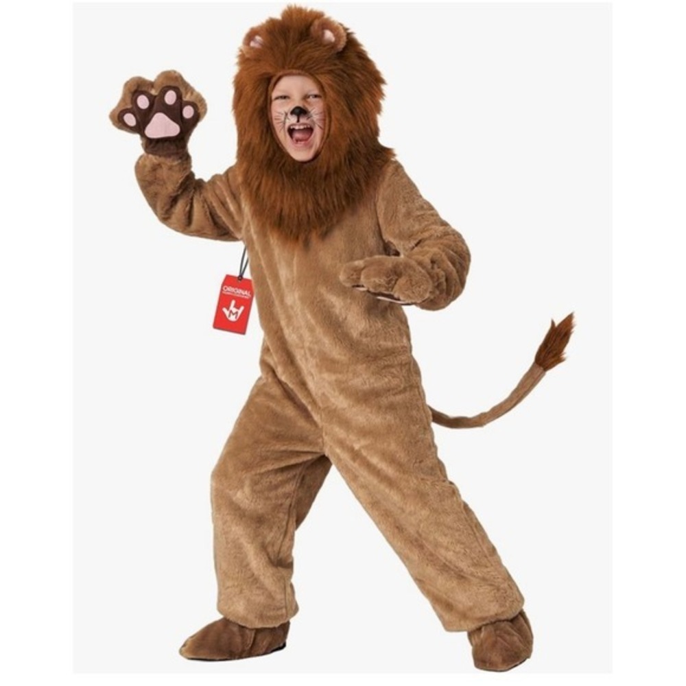Deluxe Kids Lion Costume Boys Girls Big Cat Animal Suit Halloween Size L 10-12Y